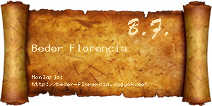 Beder Florencia névjegykártya
